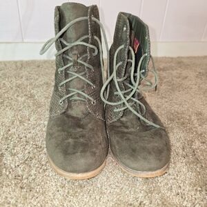Olive Green Lace Up Boots